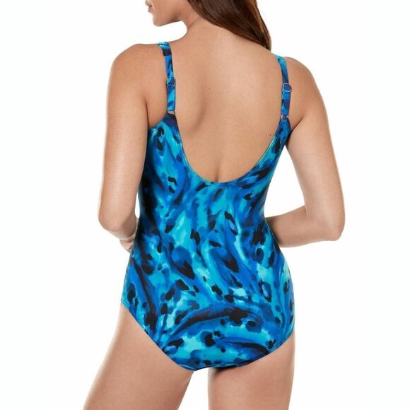 New! MIRACLESUIT Slimming Women's One-Piece Swimsuit Blue Bathing Suit Size 10 - Picture 5 of 8